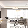 Modern Living Dining Room Interior With White Sofa Glass Dining Chairs And Pendant Light