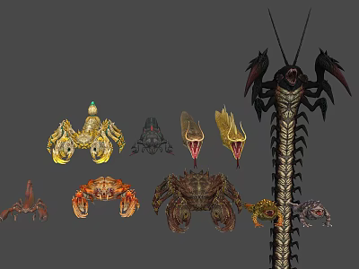 Crab Scorpion Snake Toad Large Centipede 3d model