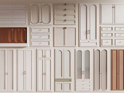 Various Styles Of Cabinet Doors And Drawers With Glass Panel Wooden And White Designs 3d model