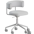 Modern Office Desk and Chair Set with Red Upholstered Chair Wheeled Base and Metal Frame