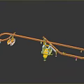 Yellow Mechanical Apparatus With Rail Track And Dual Devices On Reflective Surface