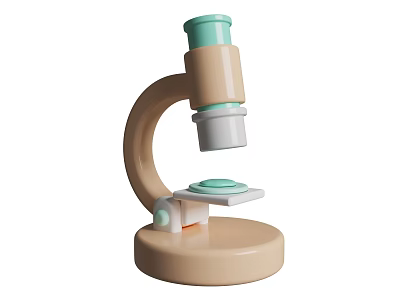 Beige And Light Green Medical Device Microscope With Arm And Stage 3d model