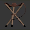 Stylish Copper Frame Stool With Leather Seat Crossed Legs And Strap Detail