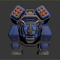 Futuristic Blue Armored Mechanical Rhino With Detailed Design And Red Lights