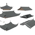 Chinese Traditional Roof Architectural Design With Gray Tiles And Various Styles