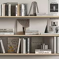 Neatly Arranged Books and Magazines on Modern Bookshelf with Framed Pictures Small Tins and Decorative Items