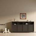 Pollform Dark Gray Entryway Console Cabinet With Stuffed Teddy Bears And Wall Art