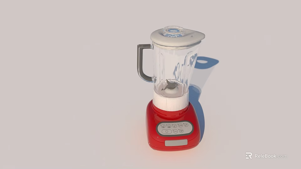 Modern Red Kitchen Blender With Transparent Blending Cup And Control Panel 3d model 