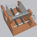 Wooden Frame Mechanical Device With Metal Components And Structural Details