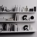 White Shelf Decor With Inflatable Sculpture Books Frames Clock And Candlesticks 3d model