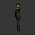 Military Uniform Figure Standing With Arms Outstretched Front View On Gray Background