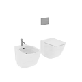 Modern White Ceramic Wall Mounted Toilet With Sink On Gray Bathroom Wall