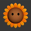 Cartoon Sunflower Game Movie Character With Smiling Face Orange Petals And Brown Center