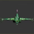 Fantasy Green Horned Creature Character With Muscular Body And Outstretched Arms