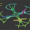 Hi Tech Modern Quadrotor Drone With Green Propellers And Protective Guards Design 3d model