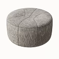 Comfortable Round Ottoman With Textured Fabric For Modern Home Living Room Decor