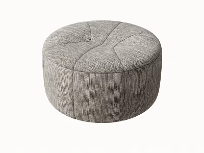 Comfortable Round Ottoman With Textured Fabric For Modern Home Living Room Decor 3d model