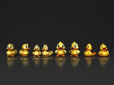 Yellow Duck Cartoon Duck Duck Toy Cartoon Animal Animal Character Cartoon Material Cartoon Elements 3d model