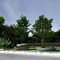Lush Garden Landscape Design With Diverse Trees Greenery And Well Maintained Lawn Area