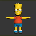 Bart Simpson Character With Yellow Skin Spiky Hair Red Shirt Blue Shorts And Arms Outstretched