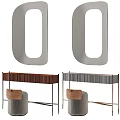 Modern Dressing Tables With Brown And Gray Drawers And Stools With Cushions 3d model