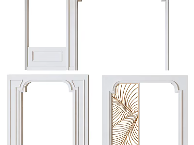 Stylish White Archway Designs With Intricate Leaf Pattern For Interior Decor 3d model