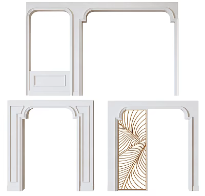 Stylish White Archway Designs With Intricate Leaf Pattern For Interior Decor 3d model