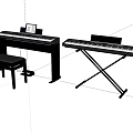 Black Electric Piano With Bench Music Stand And Pedal Set For Home Practice