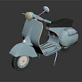 Light Blue Classic Scooter With Black Seat Round Mirrors And White Headlight