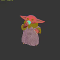 Green Alien Character In Brown Robe Holding Orange Fruit From Popular Sci Fi Series