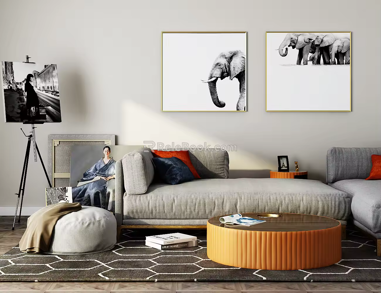 Modern sofa and coffee table combination 3d model