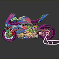 Gray Red White Sport Racing Motorcycle With Streamlined Design And Stand