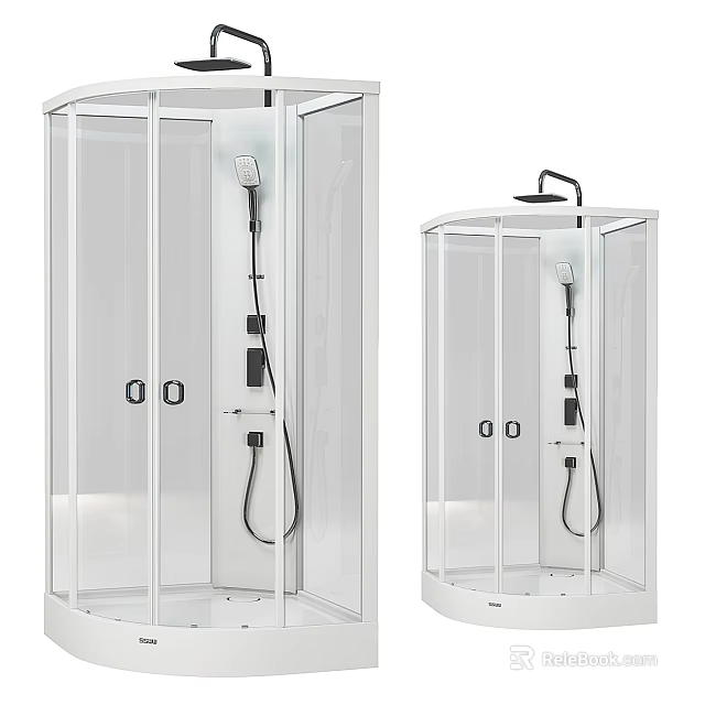 Modern Enclosed Steam Shower Sauna Cabin With Transparent Glass Doors And Showerhead 3d model 