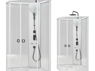 Modern Enclosed Steam Shower Sauna Cabin With Transparent Glass Doors And Showerhead 3d model