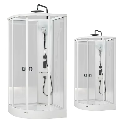 Modern Enclosed Steam Shower Sauna Cabin With Transparent Glass Doors And Showerhead 3d model