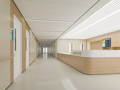 Hospital Outpatient Clinic Modern Bright Clean Corridor With Reception Desk Clinic Doors And Electronic 3d model