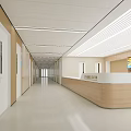Hospital Outpatient Clinic Modern Bright Clean Corridor With Reception Desk Clinic Doors And Electronic
