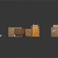 Open And Closed Cardboard Boxes With Scattered Paper And Small Items