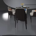 Elegant Modern Sliding Door With Round Marble Dining Table And Chairs 3d model