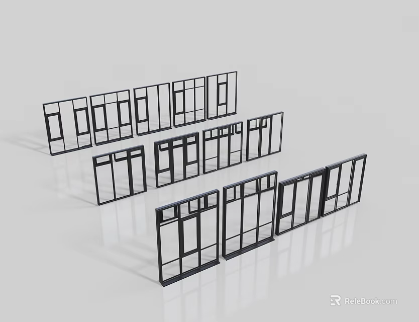 Various Modern Casement Window Frames With Different Designs For Home Use 3d model 