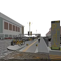 Urban Road Facilities Featuring Shared Bikes Street Lamps And P+R Sign