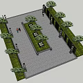 New Chinese style landscape sketch square landscape lamp wide view sketch 3d model