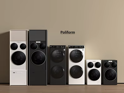 Poliform Modern Washing Machines In White Black With Various Styles And Sizes 3d model
