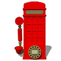 Classic Red Telephone Booth Public Facility With Traditional Design And Dial Pad