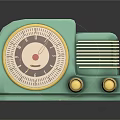 Vintage Turquoise Electronic Radio With Circular Speaker Gold Knobs And Classic Grill Design
