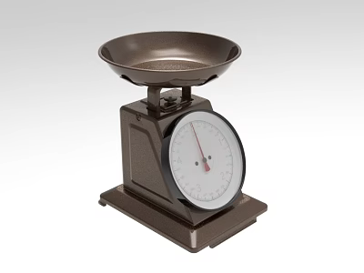 Industrial Scale With Metal Tray Round Dial Scale Markings Pointer And Stable Base 3d model