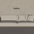 Poliform Beige Fabric Two Seater Sofa With Soft Cushions And Wooden Legs