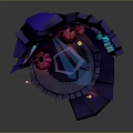 Mystic Altar Scene With Glowing Lanterns Stairs And Purple Architecture