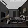 Modern Living Dining Room Interior With Glass Wine Rack Bar Counter Brick Wall and Sofa