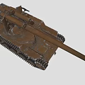 Brown Military Tank With Long Cannon Heavy Tracks And Strong Armor Design